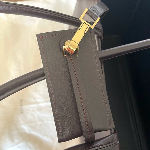 NEW POELLE Carolyn Large Leather Shoulder Tote Bag BROWN - Picture 7 of 10